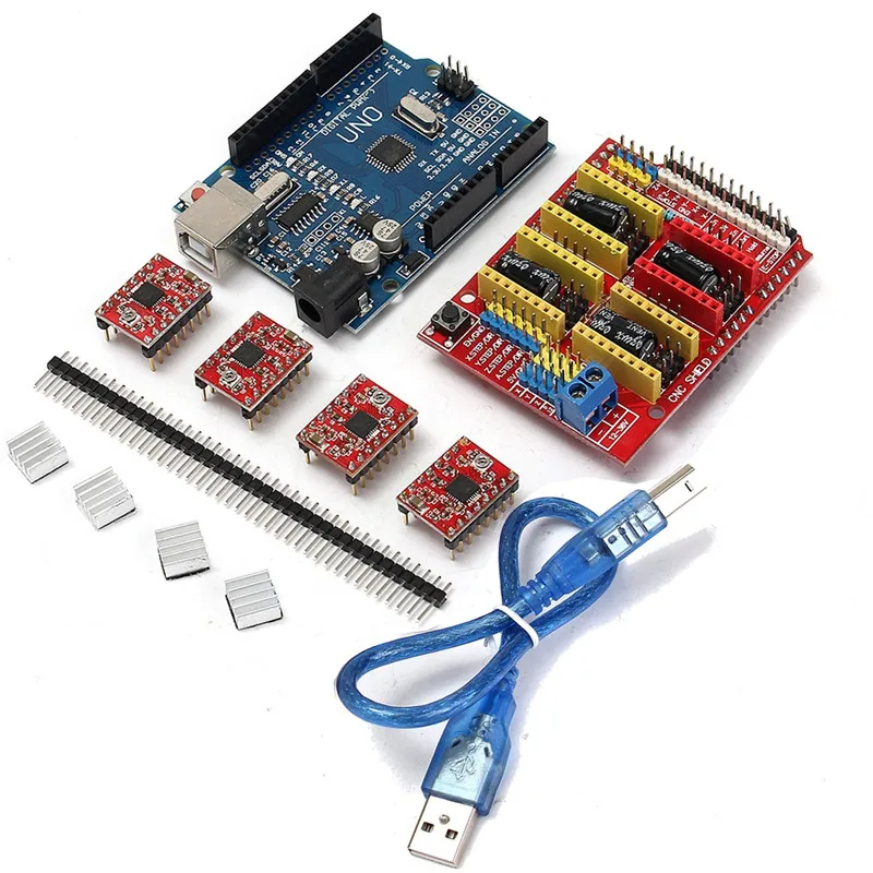 CNC Shield Board UNO R3 Board 4xA4988 Stepper Motor Driver Kit With Heat Sink For Arduino