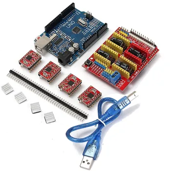 

CNC Shield Board + UNO-R3 Board + 4xA4988 Stepper Motor Driver Kit With Heat Sink For Arduino Engraver 3D Printer Accessories
