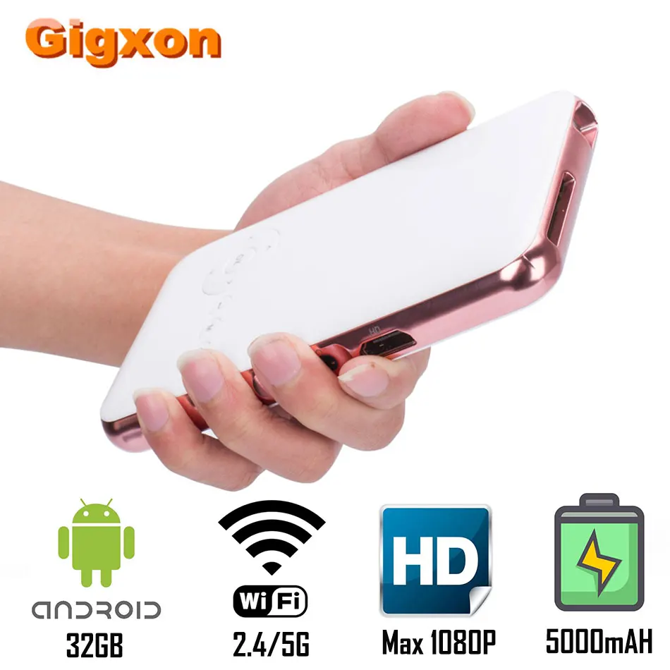 

Gigxon G12 mini portable Projector Android 32GB 5000mAh Max 1080P HDMI USB AV Home Media Player Wifi Bluetooth Naive 480P