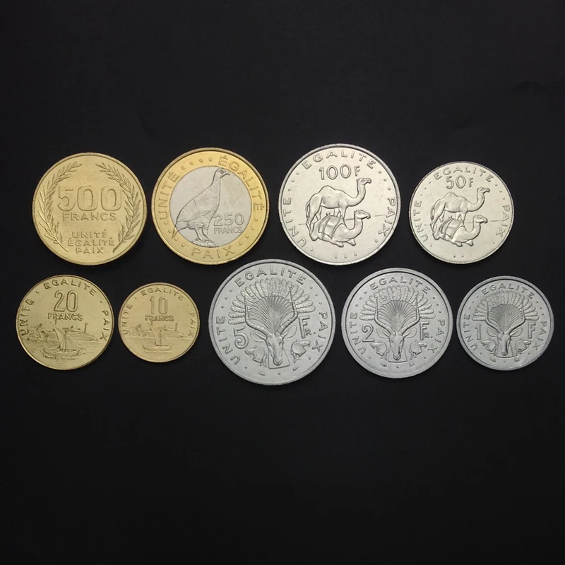 

Djibouti 9pieces/ Set UNC original Coin Not circulated 1977-2016year