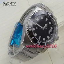 Newest Hot 40mm Parnis black dial ceramic bezel Complete Calendar top brand Luxury sapphire glass Automatic movement Mens Watch