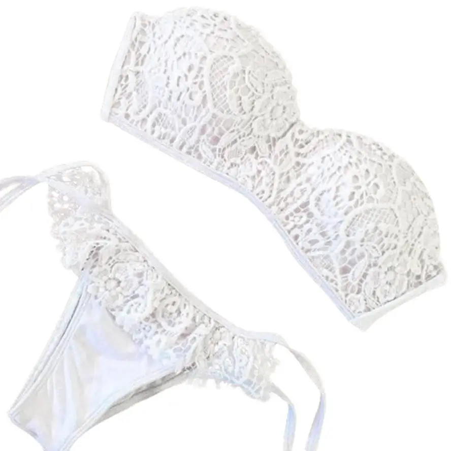 

JAYCOSIN 2018 Women White Casual Fashion Women's Bra Set Sexy Bra Lace Straps Swimsuit Push-up s drop m14