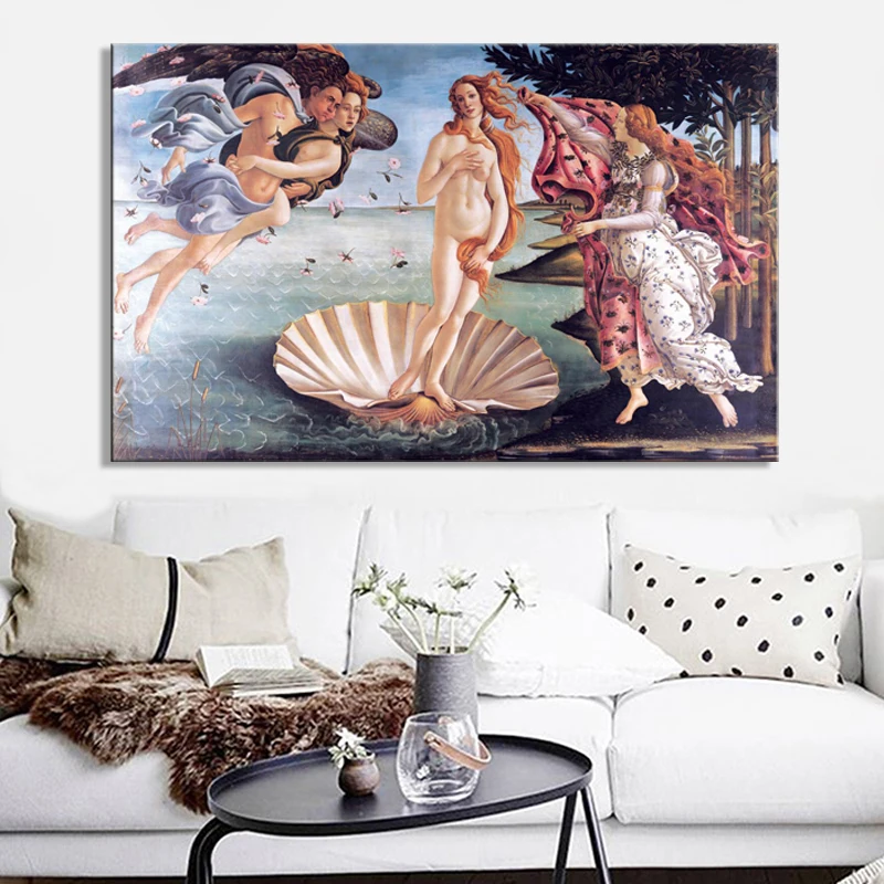 Narabar indlysende Drik vand Classic Famous Painting Botticelli's Birth of Venus Poster Print on Canvas  Wall Art Painting for Living Room Home Decor No Frame