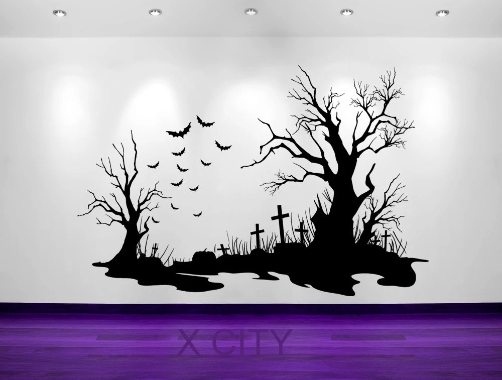 Spooky Halloween Wall Scene Stickers Vinyl Decal Door Window Decoration 5 sizes Spooky Halloween Wall Scene Stickers Vinyl Decal Door Window Decoration 5 sizes
