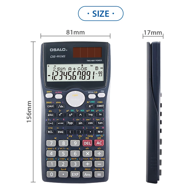 OS 991MS научный калькулятор двойной мощности Calculadora Cientifica с языками Спецификация