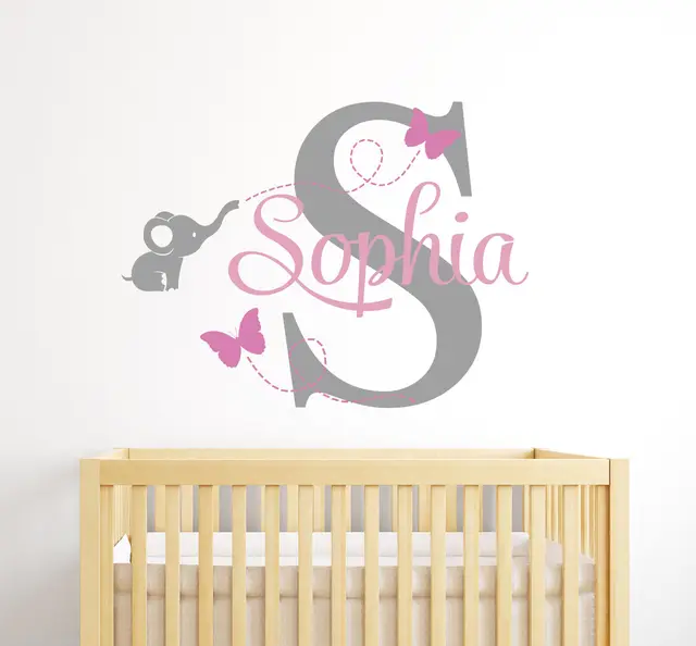 G285 Custom Elephant Name Wall Decal Baby Room Decor G285 Custom Elephant Name Wall Decal Baby Room Decor