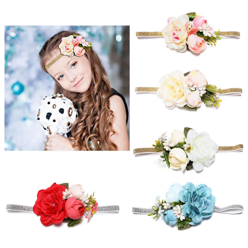 Us 1 57 43 Off M Mism Flower Girl Elastic Hair Bands Children Festival Headband Rose Scrunchie Girls Hair Accessories Wedding Bandeau Cheveux In