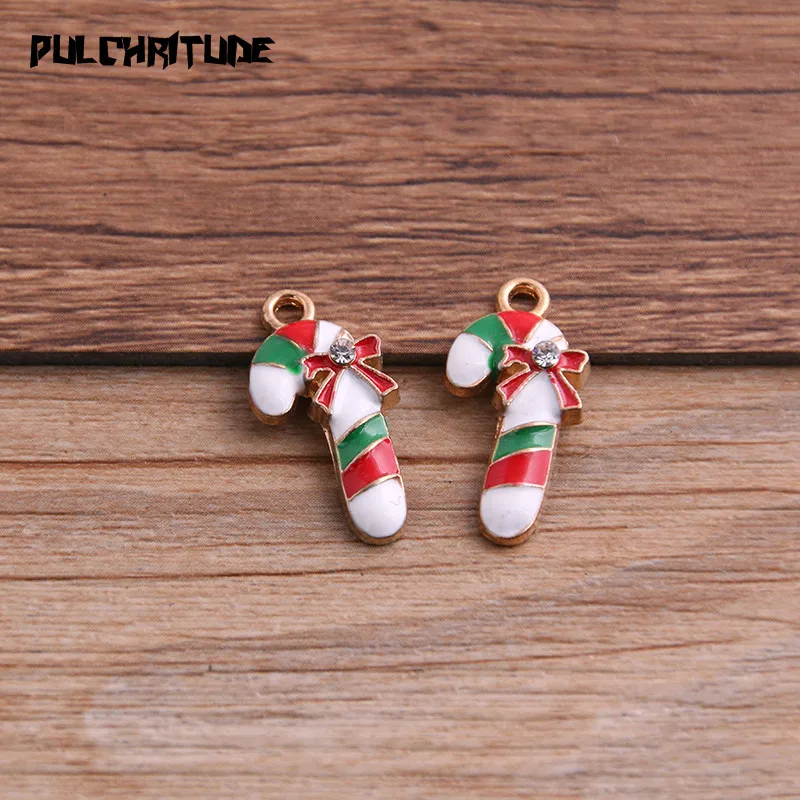 

PULCHRITUDE 8pcs 11*22mm Alloy Metal Drop Oil Bow Crutches Charms Pendant For DIY Bracelet Necklace Jewelry Making