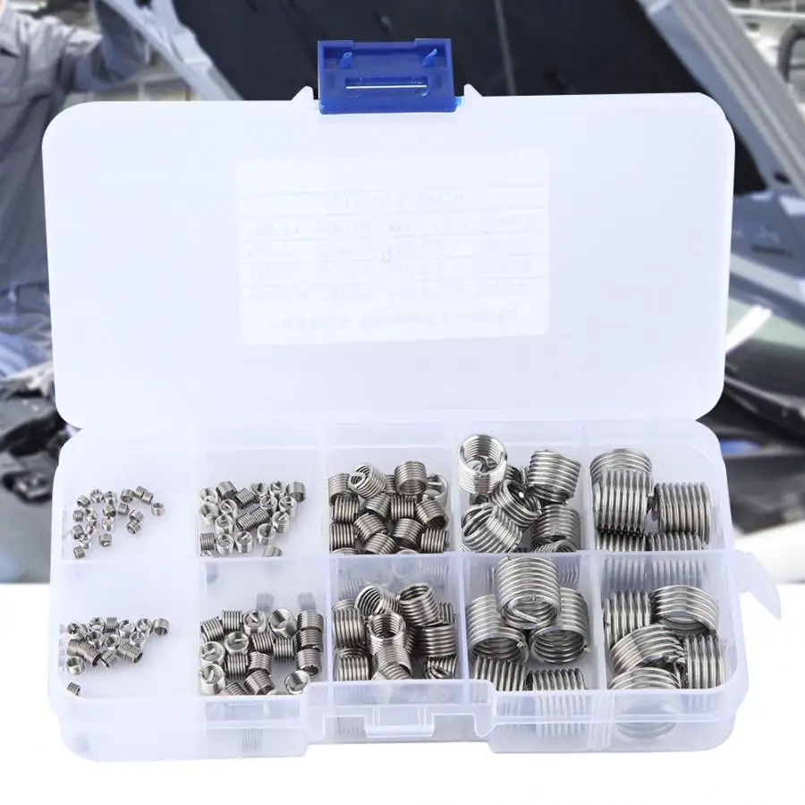

145Pcs M2-M12 Wire Thread Insert Stainless Steel Wire Screw Sleeve Thread Repair Insert Kit Set Screw Thread Repair ferreteria