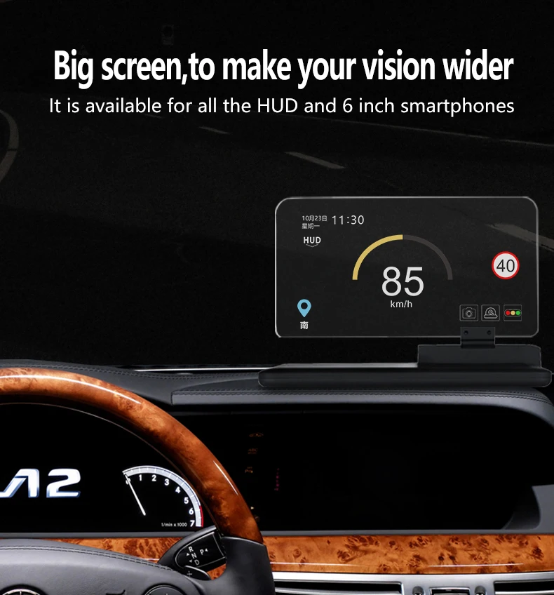 6 дюймов Универсальный H6 автомобильный HUD Дисплей проектор телефон навигация смартфон держатель gps hud для любых Авто автомобилей