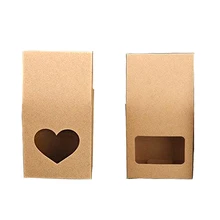 50Pcs Kraft Paper Bags Stand-up Reusable Sealing Food Pouches with Transparent Window For Storing ,Cookie,Dried Foods,Snack