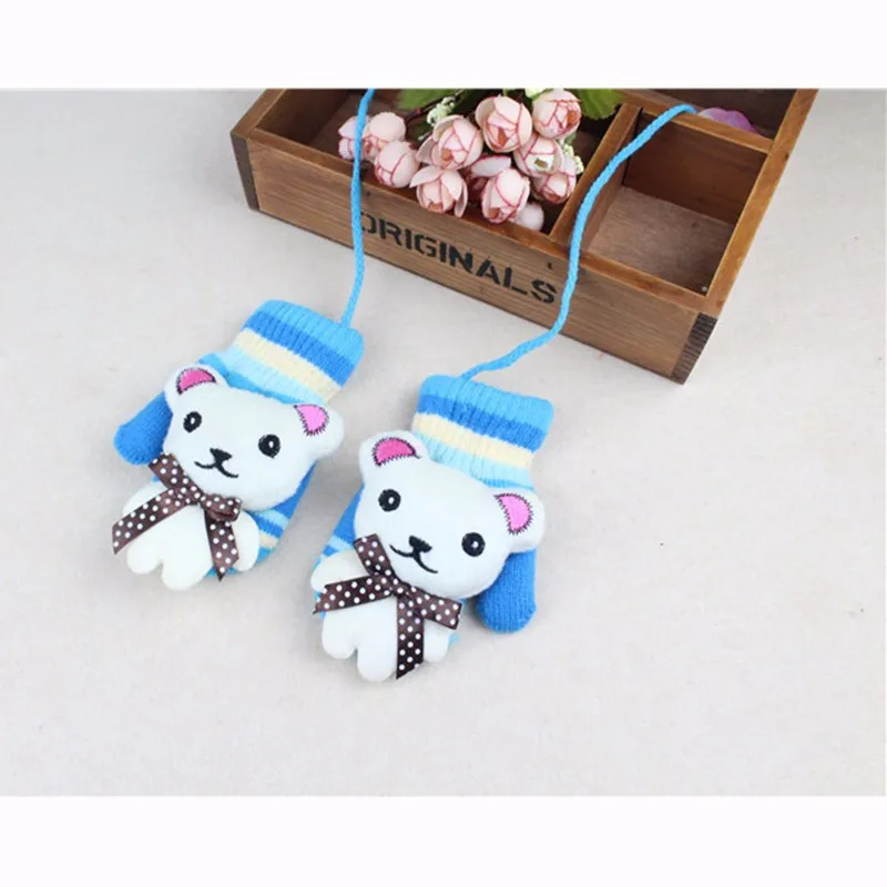 New Kids Gloves Cartoon Bear Infant Gloves Warm Boys Girls Mittens Lovely Crochet Toddler Glove Autumn Winter Baby Accessories (5)
