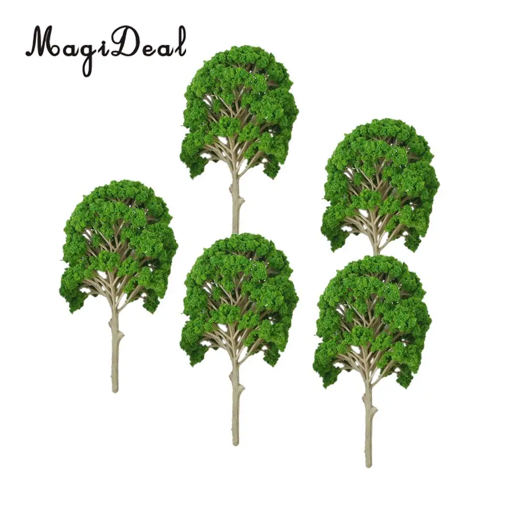 5Pcs Train Track Park Garden Forest Street Architecture Landscape Scenery Green Model Trees Scale 1:50-1:75