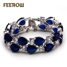 FEEROW Nueva Llegada Mujeres de la Marca de Joyería de Platino Plateado Mona Lisa Pulseras Inlay Cubic Zircon Rhinestone Cadena Pulseras FWBP026