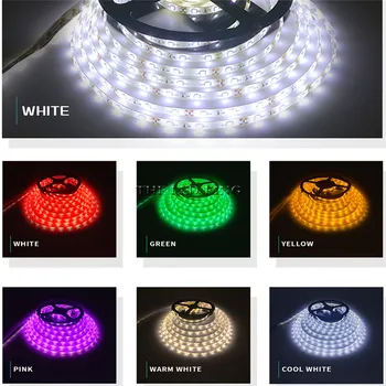 

2835 LED Strip RGB lights 12V Flexible Home Decoration Lighting Waterproof LED Tape Warm White/Blue/Green/Red+Power Adapter Full