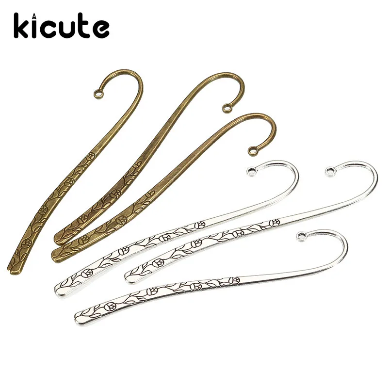 Kicute 10 шт. элегантные цветочные покрытые линии винтажные металлические закладки античный серебряный бронзовый подарок для книг офисные школьные принадлежности