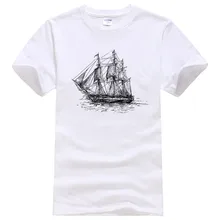 Летняя креативная хлопковая Футболка с рисунком корабля, мужские топы с короткими рукавами и принтом, повседневные футболки#007