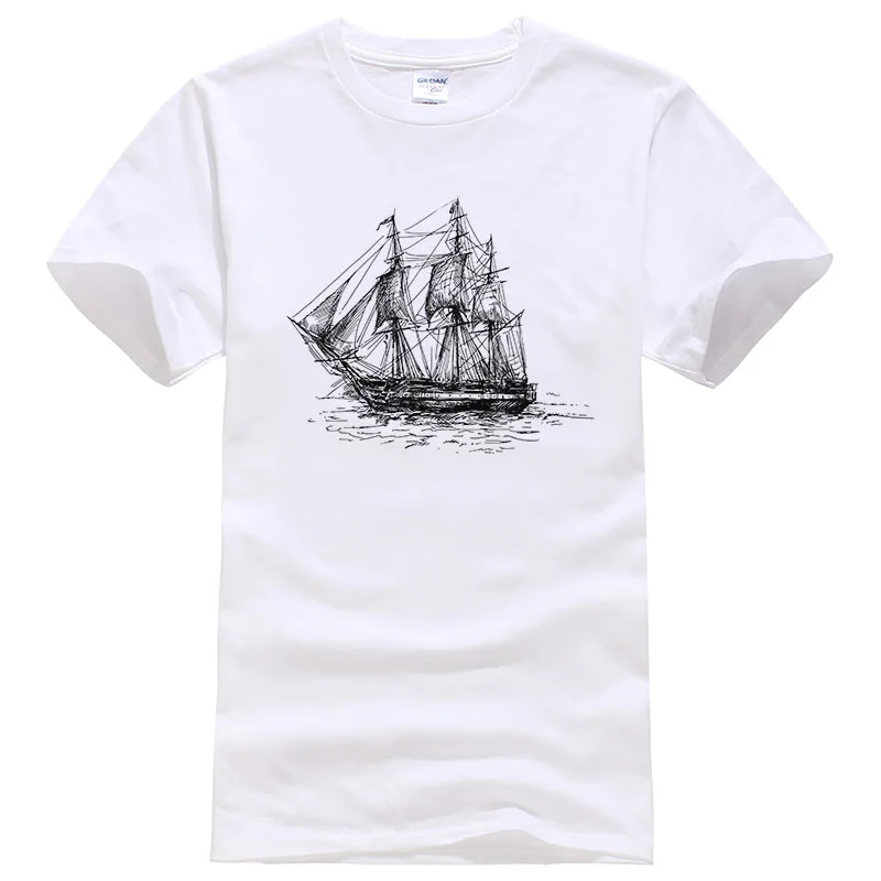 Verano creativo nave diseño algodón camiseta hombres impreso manga corta Tops casual camiseta Camisetas Tees #007