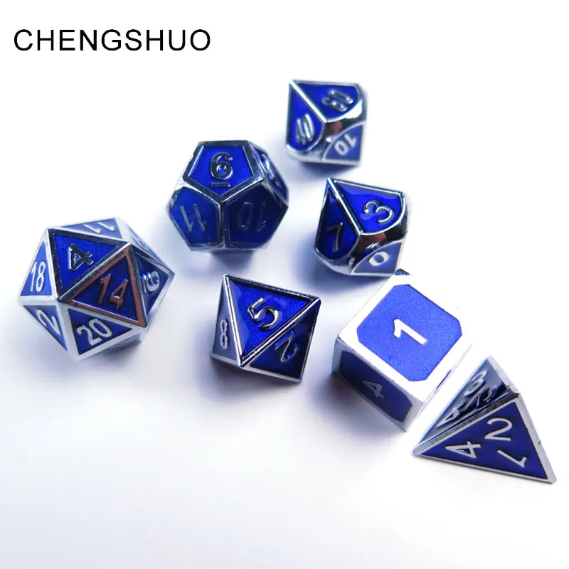 Chengshuo metal aluminium dice set rpg dungeons and dragons dnd polyhedral digital 7pcs sets d20 10 6 8 4 transparent blue game Chengshuo metal aluminium dice set rpg dungeons and dragons dnd polyhedral digital 7pcs sets d20 10 6 8 4 transparent blue game
