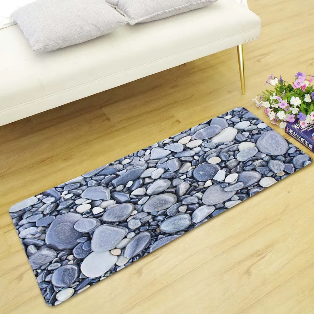 

Honlaker Rustic Style Stone Print Long Mat Living Room Bedroom Bedside Rug Non-slip Absorbent Kitchen Mat Decorative Floor Mat