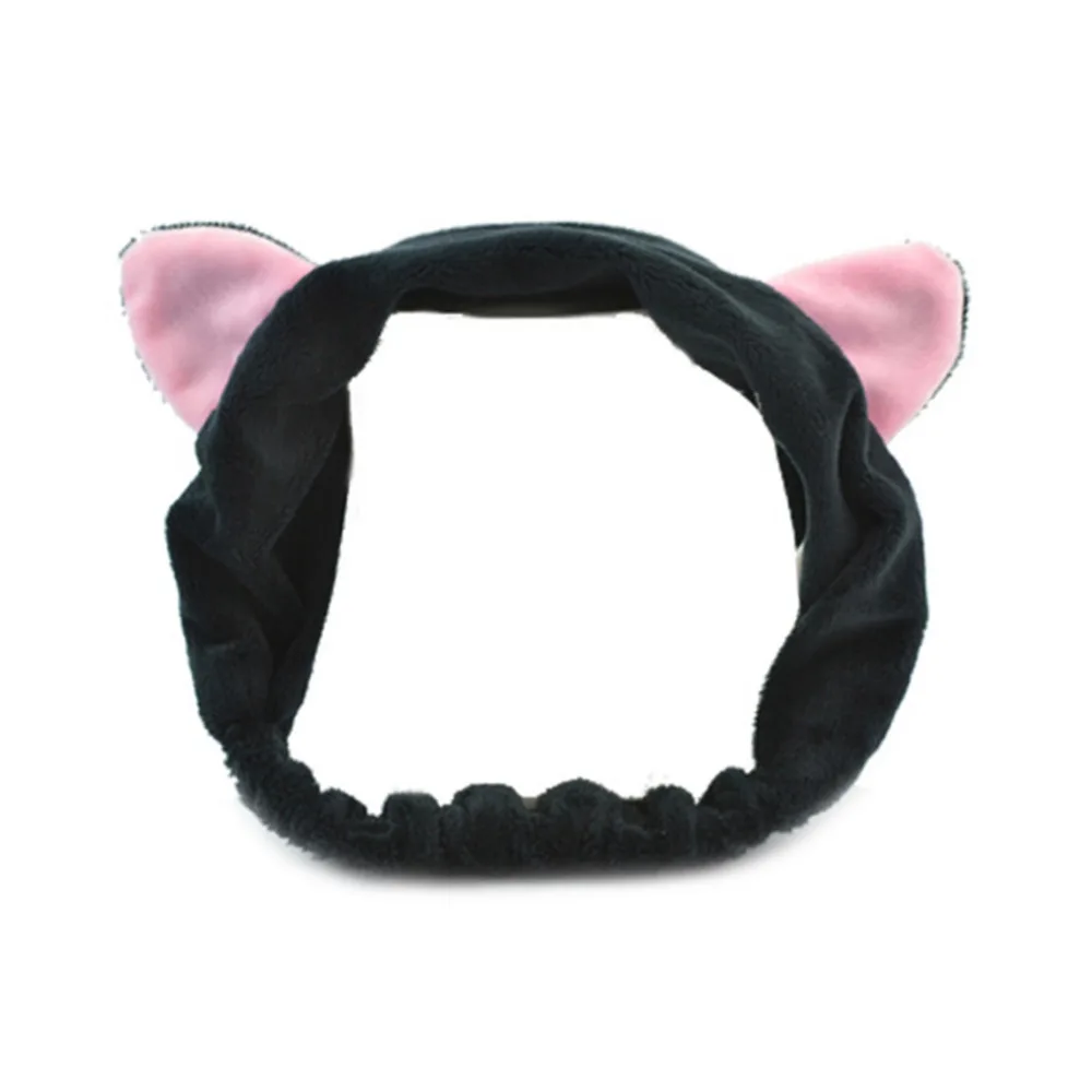 Women Cat Ear Headband Fashion Cartoon Cat Ears Soft Cloth Wash Shower