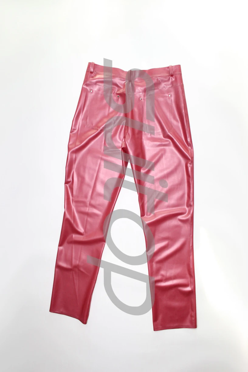 

New men Latex Metallic RED Rubber PANTS CATSUITOP