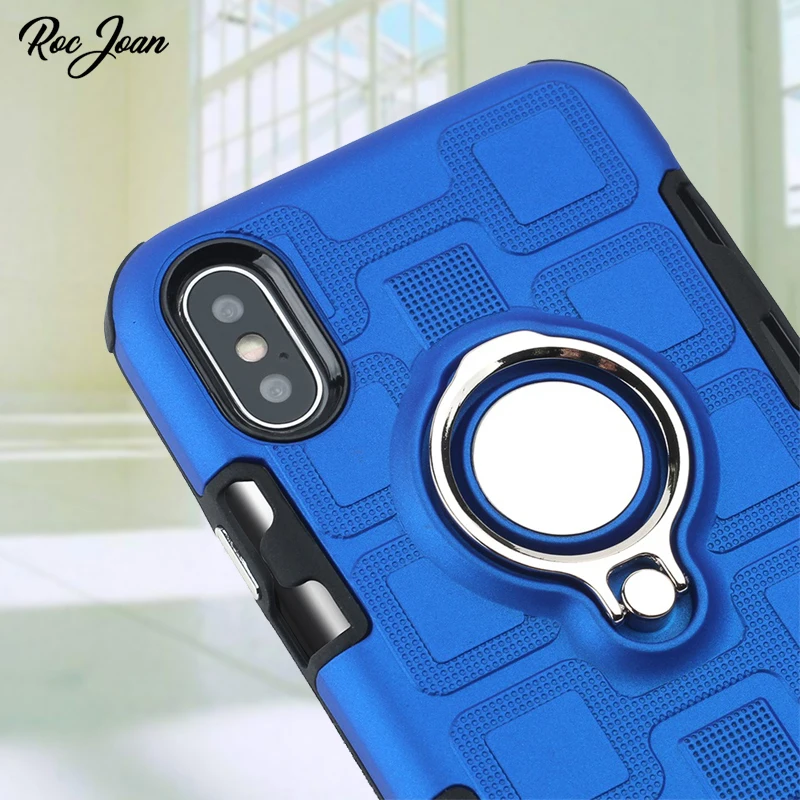 Матовый чехол Roc Joan Ice Feel для IPhone 6 6s Plus/7 8 Plus/X 10 Armor металлическое кольцо