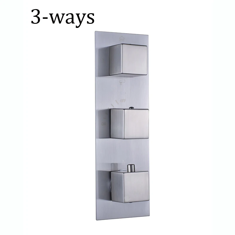 Brushed Nickel Concealed Thermostatic Mixer Valve Three Handle Shower Control Valve Control Water Temperature