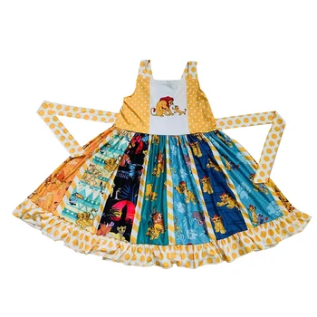 

Hot Sale Fashion New Style Lion Print Boutique Twirl Dress For Kdis Girls Summer