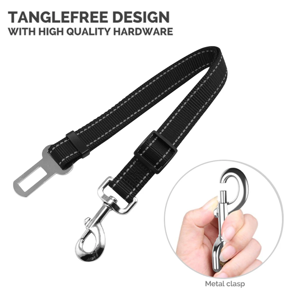 

1pc Nylon Pets Puppy Seat Lead Leash Dog Harness Vehicle Seatbelt Pet Supplies Travel Clip Adjustable Pet Dog Safety Seat Belt