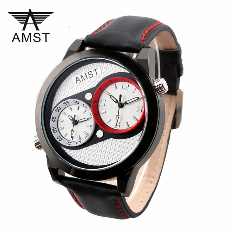 

Men's Fashion Casual Sport Watches Men 100 Waterproof Diving Leather Quartz Watch Man military Clock Dual Time Zones Wristwatch