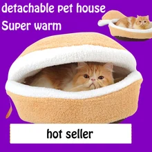 Disassemblability Kennel Cave cat pet bed hamburger Warm Soft Cat nest shell House Pet Sleeping Bag pet Products Size S/M
