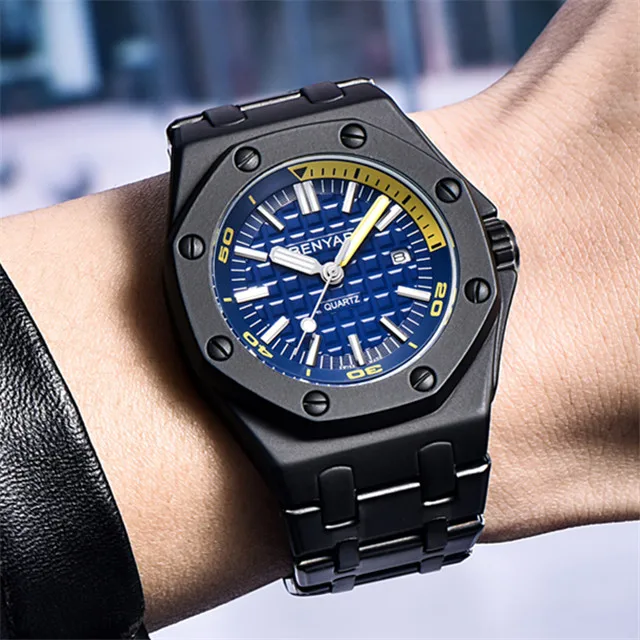 

2018 BENYAR Top Brand Men Stainless Steel Watch Men's Fashion Business Quartz XFCS Male Wristwatch Relogio Masculino Clock +Box