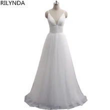 Spaghetti Strap Praia vestido de noiva 2018 Vestido de Noiva Praia Simples Branco Tulle Caixilhos vestido de Casamento vestido de Noiva Custom Made
