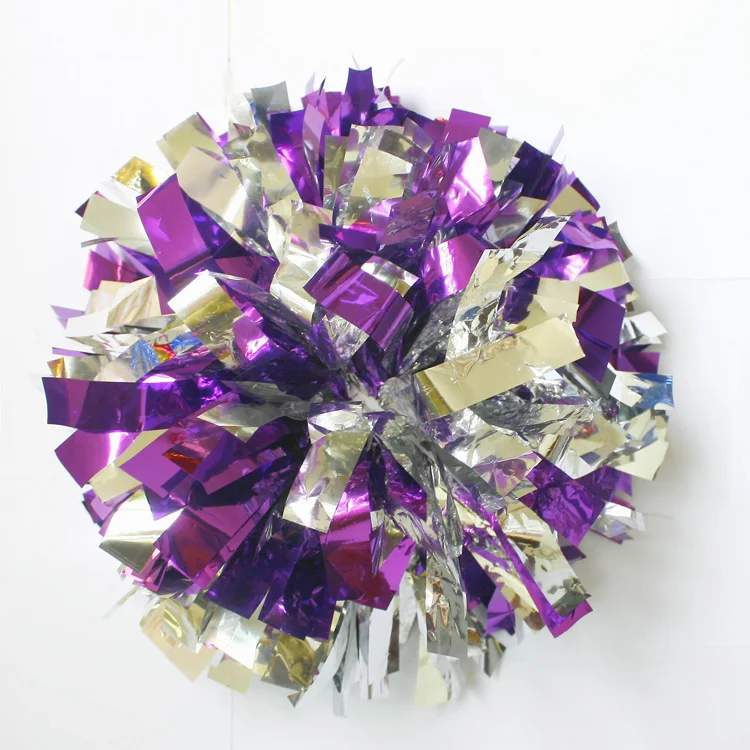 

50g Cheerleader Dancing Pompoms (10 pieces/lot) Cheerleading Metallic Pom Poms Color can free combination Handle can choose