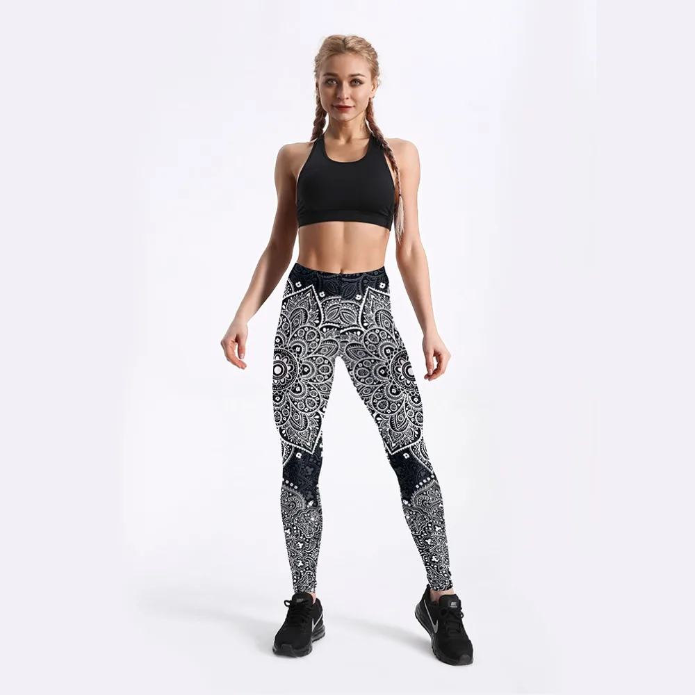 2018 New C4104 Aztec Round Mandala Floral Printed Push Up Slim Tights Fitness Women Jogging GYM Yoga Pants Femme Sport Leggings