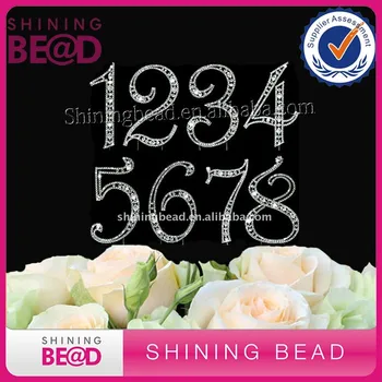 

20 PCS Rhinestone Crystal Number 0-9 Cake Toppers Wedding Birthday Party Supply Decor
