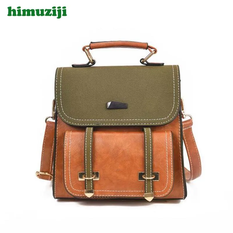 

High Quality Retro PU Leather Backpack Female Fashion Solid School Bag For Teenage Girls Famous Brand Brown Ladies Shoulder Bags