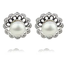 SNH AAA 9-10 мм Кнопка Стерлинговое Серебро, Настоящее натуральное пресноводное Жемчужное Серьги подлинный культурный жемчуг ювелирные изделия серьги для женщин