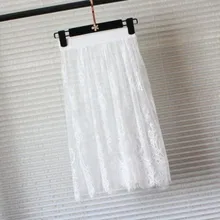 Кружевная Женская юбка весна лето эластичная высокая талия сетчатая юбка плиссированная юбка Jupe Femme RE2427