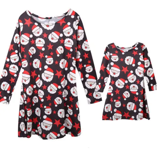 Helen115/Одежда для маленьких девочек и мам; рождественские платья с длинными рукавами; Размеры S-Xl; 3-8 лет