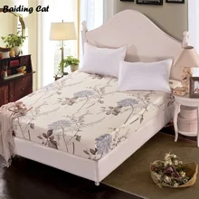 1pc Pure Cotton Plain Flower Fitted Sheet Stripe Mattress Cover for Bedding Clothes Bed Bedspread Twin Full Queen Size