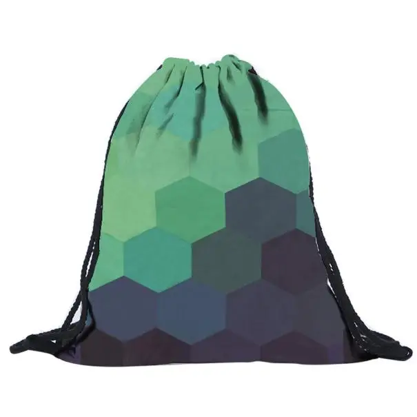 Bule Green Backpacks 3D Printing Unisex Drawstring Travel Sports ...