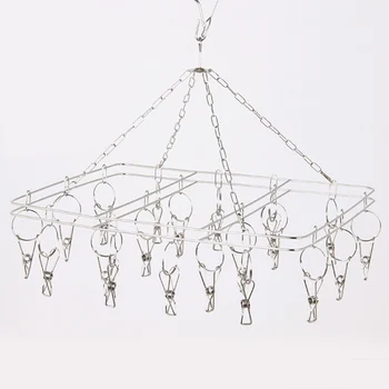 

Square Stainless Steel Hanger Multifunctional Clip Socks Windproof Bold Double 20 Clothespins TB Sale