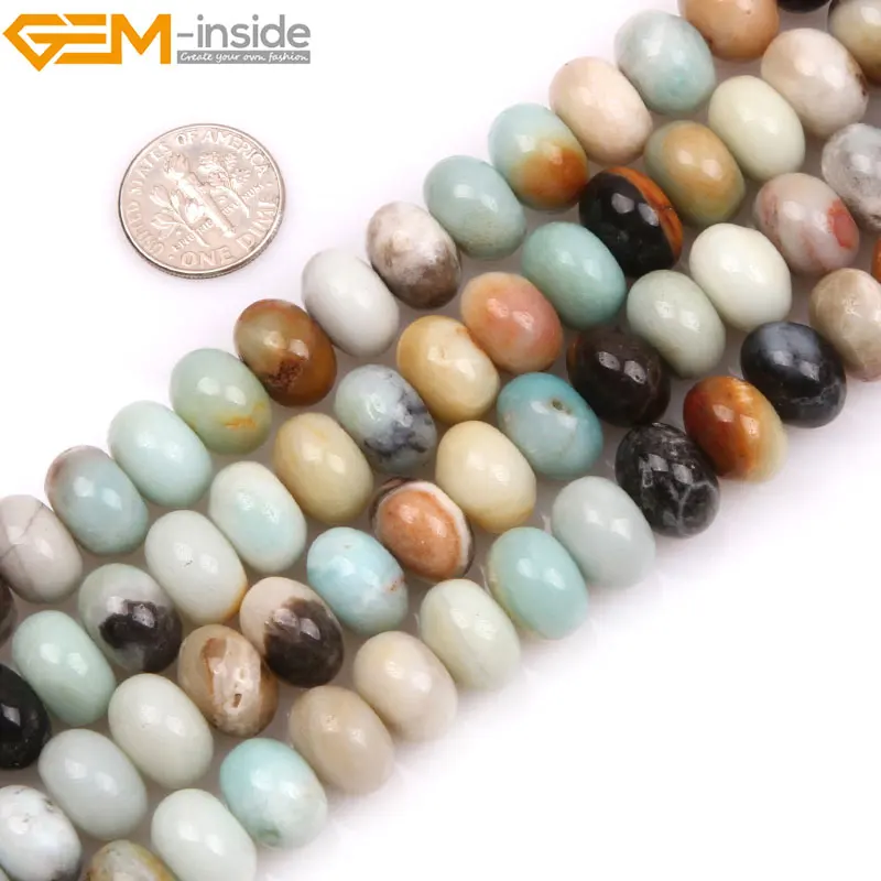 

Natural Rondelle Amazonite Stone Spacer Beads For Jewelry Making Bracelets Necklace Sets 15inches DIY Jewellery Gem-inside