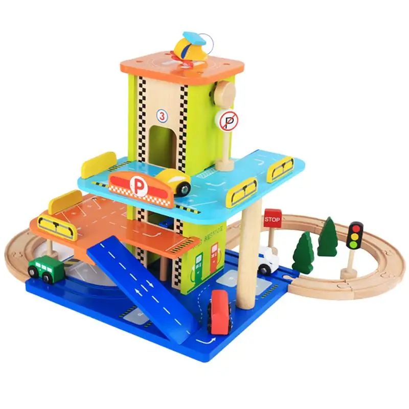 1 Набор игрушечная железная дорога Моделирование большой деревянный трехслойный набор для стоянки автомобилей поезда игрушки для детей Todderls
