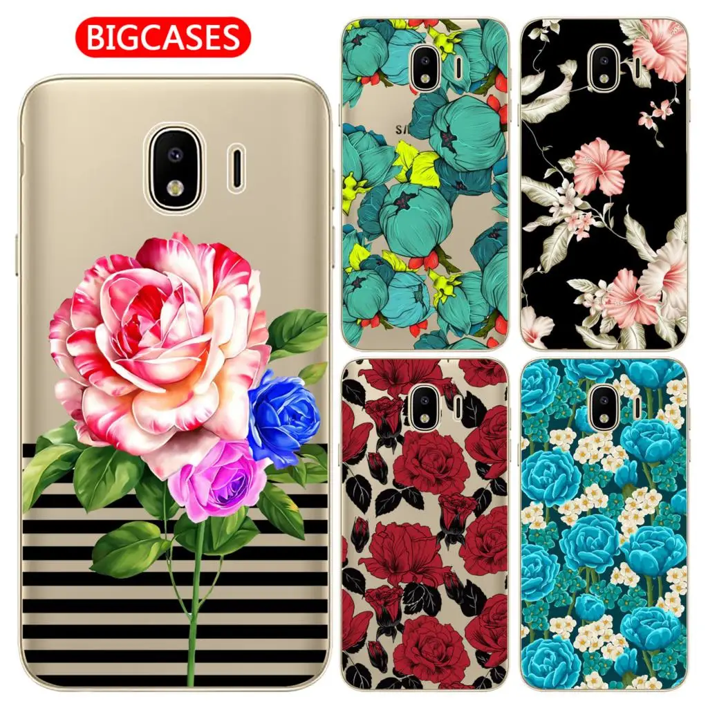 For Samsung Galaxy J4 2018 Case Cover EU 5.5&quot J400 J400F Soft TPU Silicone Cute Color Flamingo Rose Flower Painted Phone |