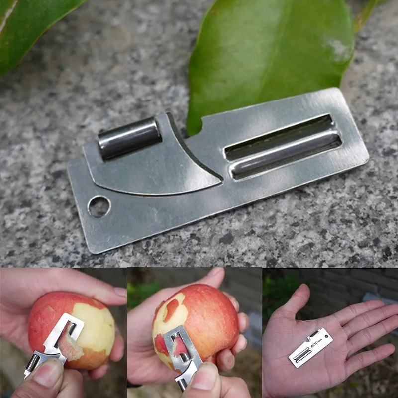 

1PCS Useful Pocket Opener Practical Multi Tool 2 in 1 Double Peeler Stainless Steel EDC Pocket Multi Tool Outdoor Can Opener