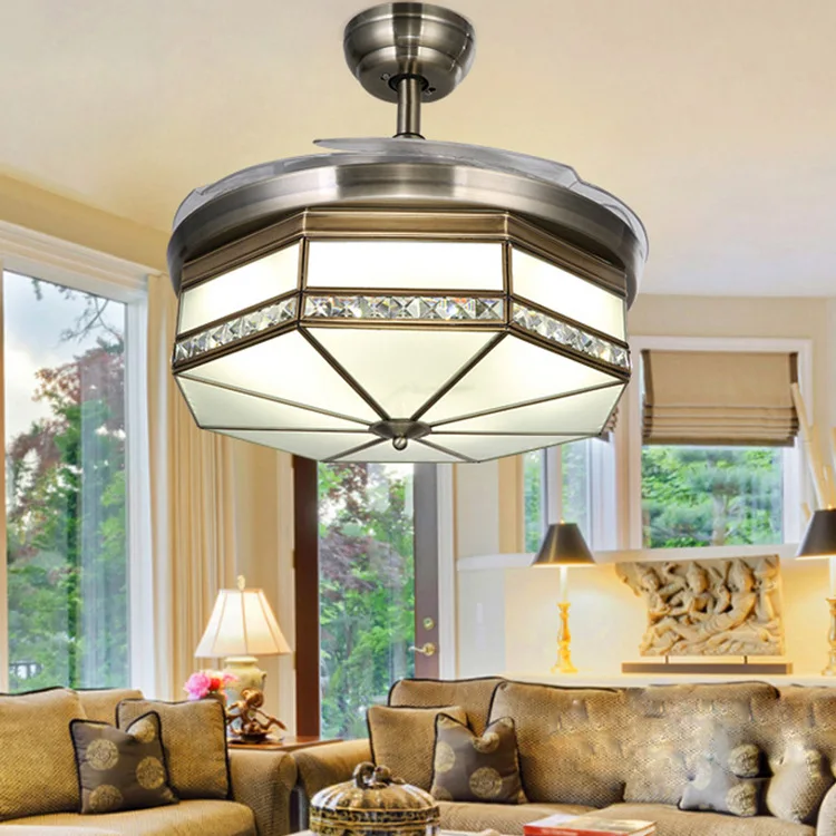 Us 338 0 Ceiling Fans Lamp Led 42 Inch Full Copper Frequency Conversion Motor Traditional Ceiling Fan Light Dimmer Remote Control 85 265v In Ceiling