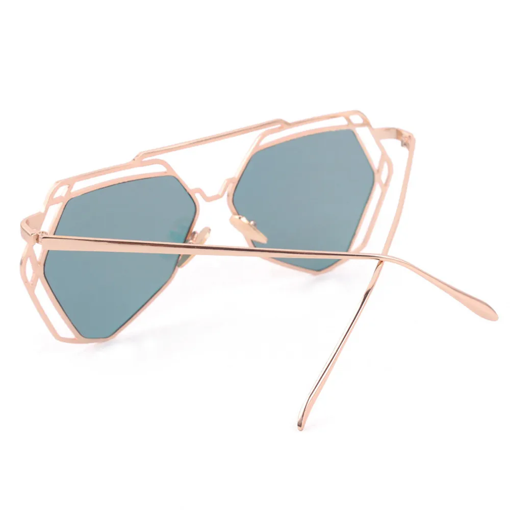 Роскошные модные солнцезащитные очки для женщин прозрачная металлическая оправа солнцезащитные очки винтажные женские негабаритные резка солнцезащитные очки - Цвет оправы: Синий